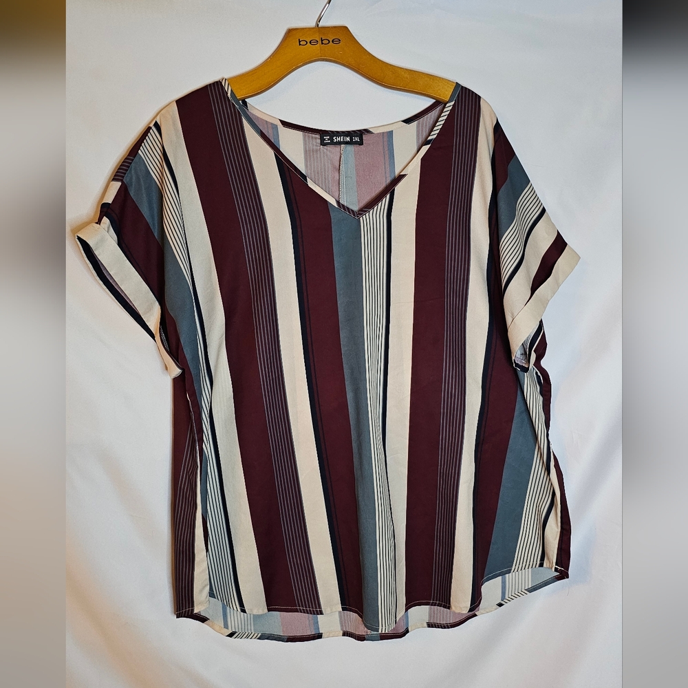 Red & Blue Striped Blouse